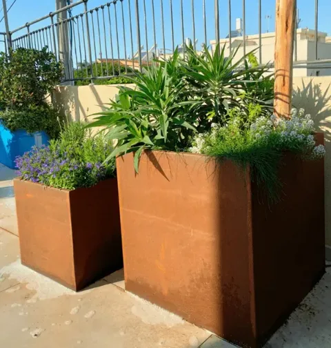 מיכל מרובע לשתילה קורטן קובייה גבוה או קובייה סימטרי: תמונה 3