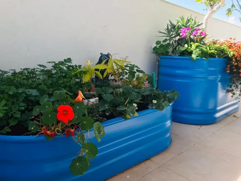 אדנית רטרו אורבן אובלית נמוכה לשתילה ברזל מגולוון: תמונה 3